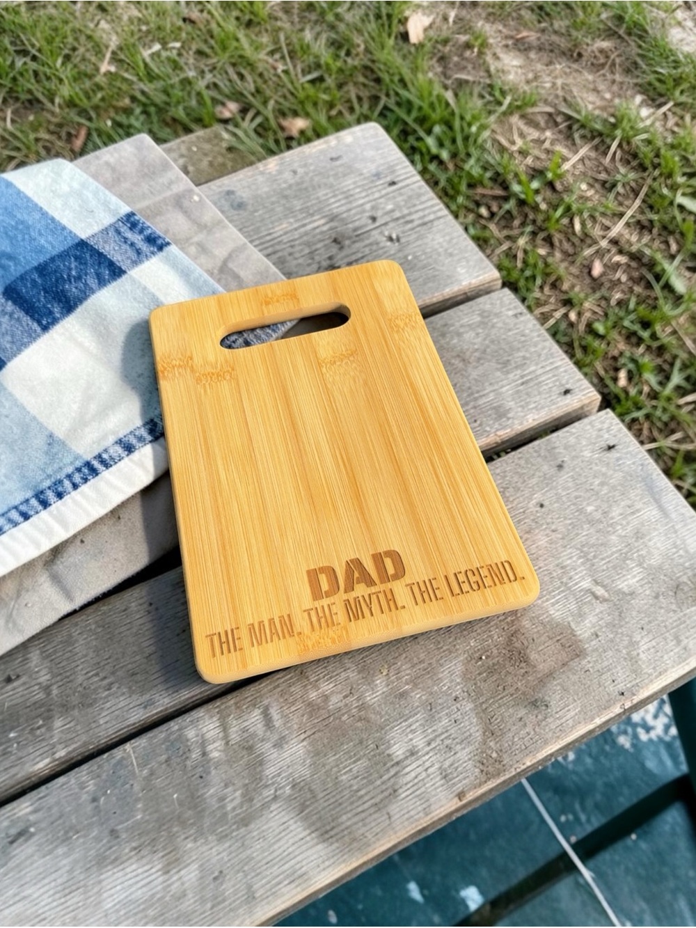 Engraved Bamboo Dad Cutting/Serving Board - Natural Wood Father’s Day